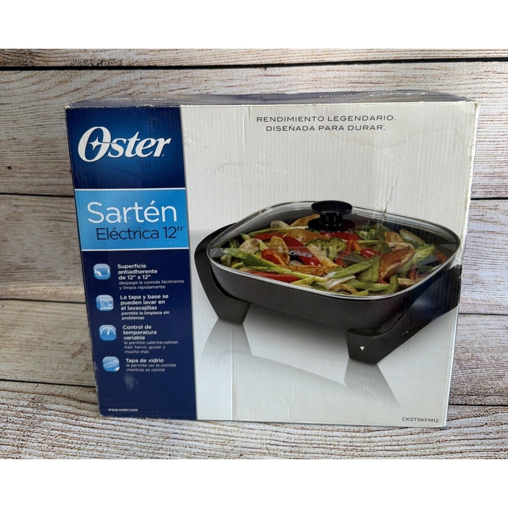 NEW 12" Oster Black Indoor Grill Electric Griddle Skillet Pan Nonstick Sealed